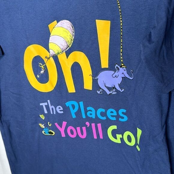 Dr. Seuss “Oh The Places You’ll Go” Navy Short Sleeve T-shirt. Size lg. and med. - Picture 2 of 5